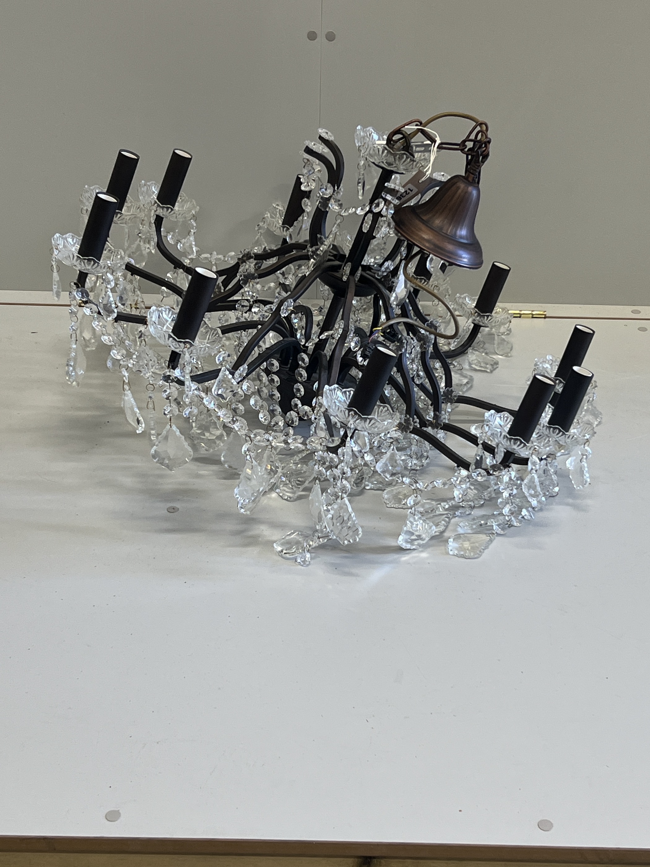A 12 branch cut glass electrolier, diameter 84cm